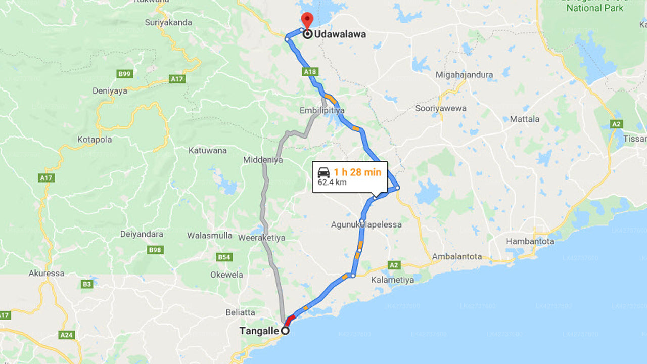 Privat transfer fra Tangalle by til Udawalawe by