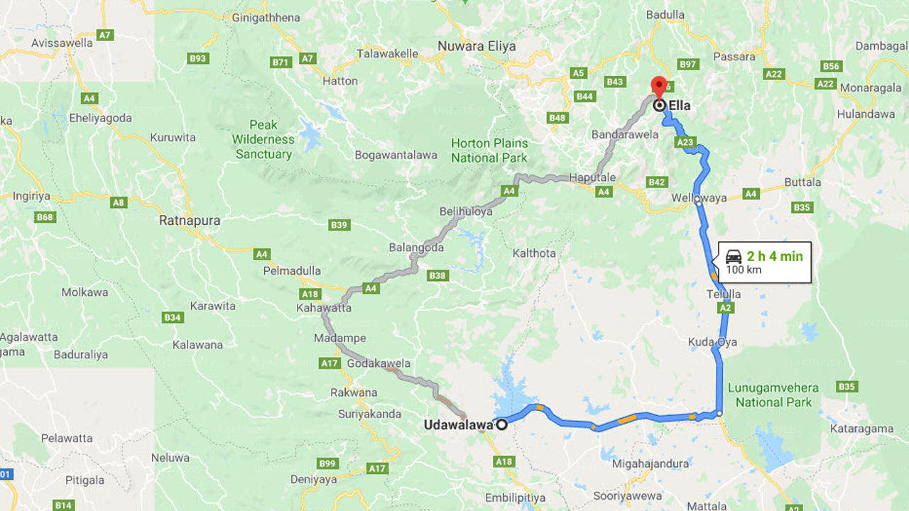 Privat transfer fra Udawalawe by til Ella by