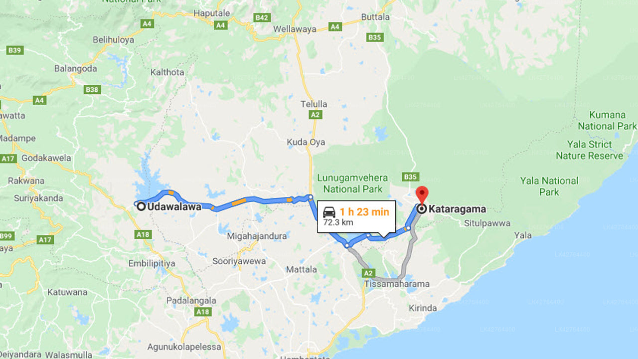 Privat transfer fra Udawalawe til Kataragama