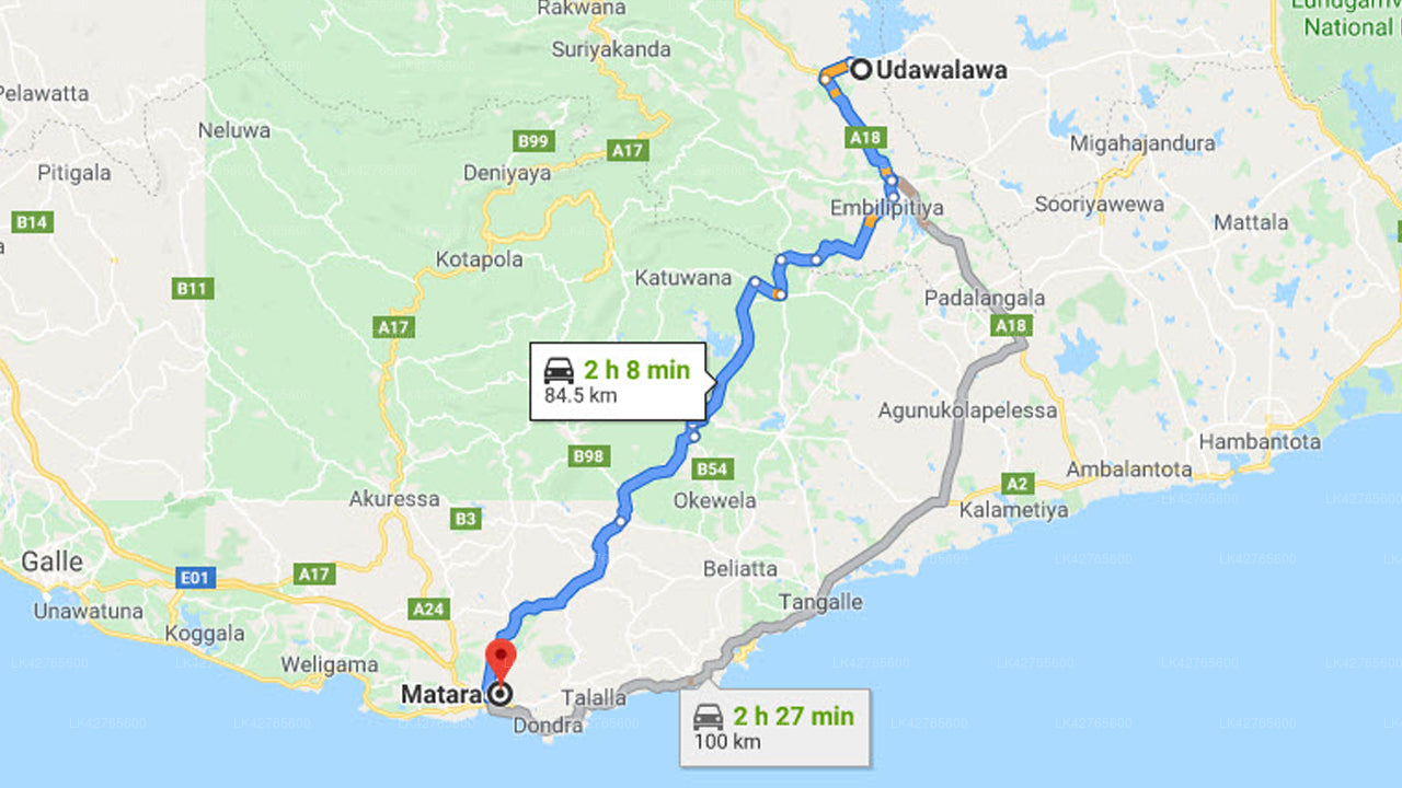 Privat overflytning fra Udawalawe By til Matara By