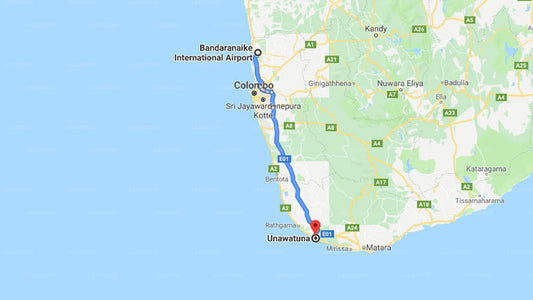 Transfer between Colombo Airport (CMB) and Villa Cormaran, Unawatuna