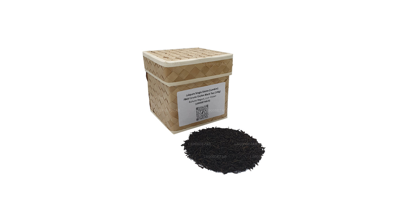 Lakpura enkelt ejendom (Lumbini) FBOP Grade Ceylon sort te (100 g)